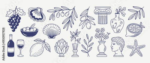 A delightful collection of various icons and symbols representing different objects and concepts. isolated on white background, Vector, illustration