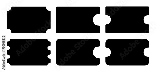Ticket icon solid black set isolated in white background