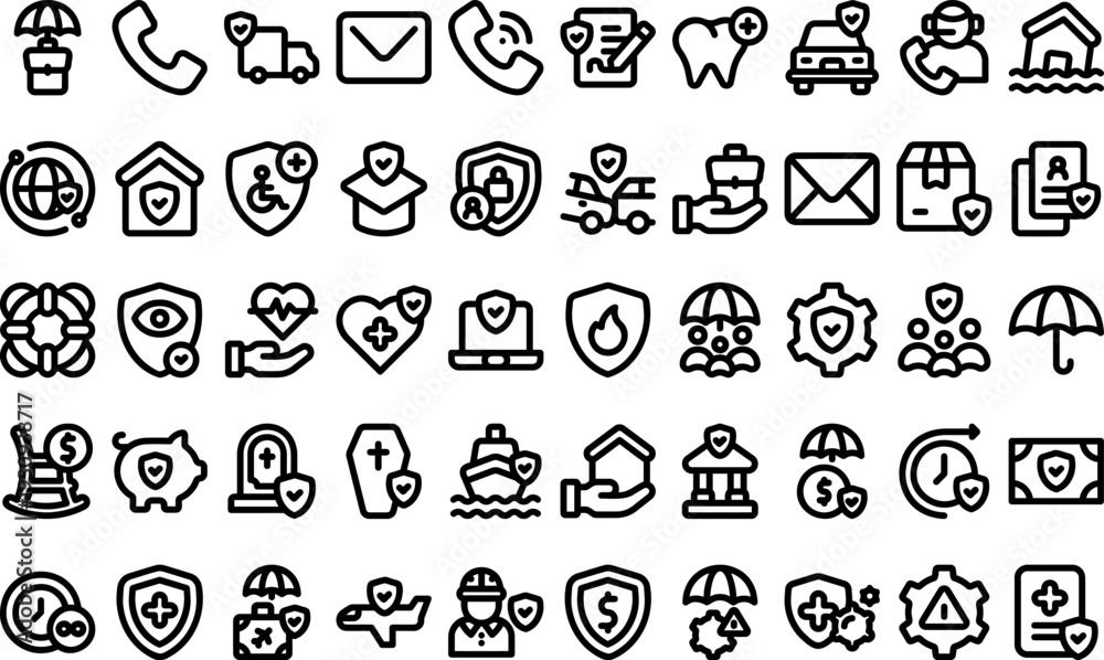 Fototapeta premium Collection of Mental Health Icons Representing Support and Services in a Simple Line Art Style