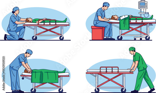 Medical Staff Assisting Patient on Stretcher Emergency Care Services