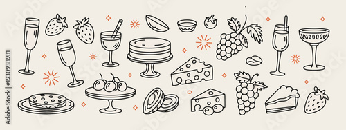 A vibrant and bustling street market scene with diverse food stalls and people isolated on white background, Vector, illustration