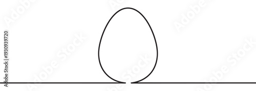 Minimalist egg outline drawing stands upright on a flat surface, illustrating a clean and simple design concept with elegant lines.