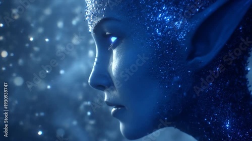 Mystical creature with glowing skin in fantasy setting