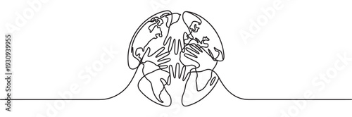 Intertwined human hands forming a global earth shape, representing unity, cooperation, and a shared future for humanity.