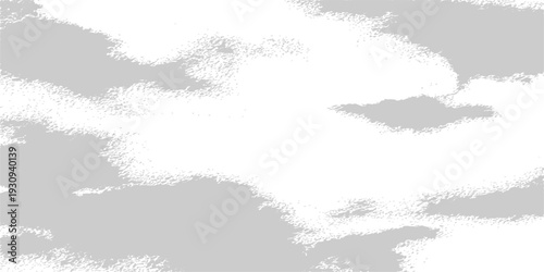 Minimalist white background with soft grey watercolor clouds and copy space for text, clean ethereal sky illustration