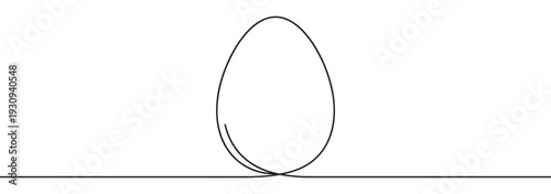 Egg single line drawing minimalist art concept illustration representing new beginnings and organic simplicity.