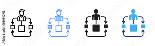 Delegation Tasks icon set multiple style collection