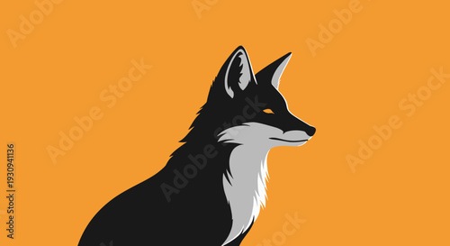 Black and White Fox Illustration Profile.