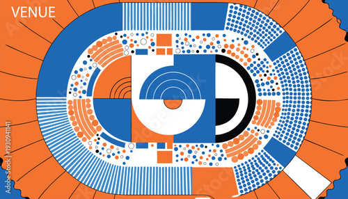 A colorful abstract image with shapes and lines