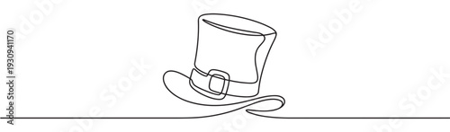 Top hat drawn with a single continuous line creates a minimalist and elegant illustration perfect for various design concepts.
