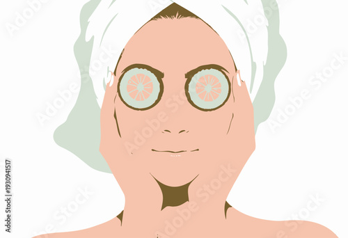 Relaxing Facial Treatment with Fresh Cucumber Slices to Rejuvenate and Soothe Skin in a Relaxed Spa Setting for Enhanced Beauty and Wellness