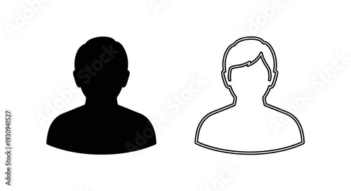 Silhouette of a person with a white outline and a black silhouette next to it. Vector