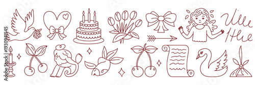 A bustling city street filled with pedestrians and cyclists isolated on white background, Vector, illustration