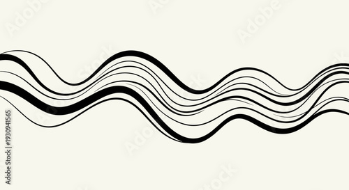 Black and White Wavy Lines Pattern Design.
