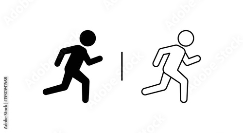 Two runners racing against each other in a competition, one in black and one in white Vector