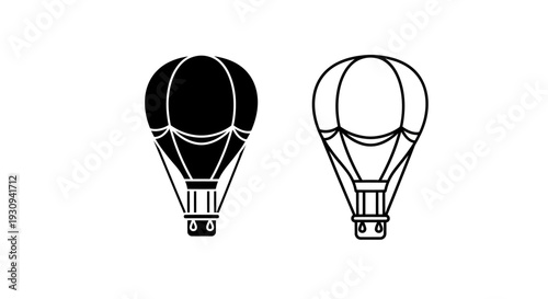 Two balloons, hot air balloon, balloon art, vector illustration, black and white Vector