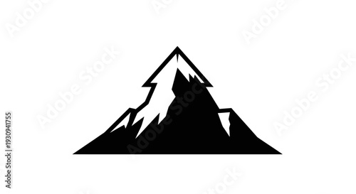 Silhouette Mountain Peak Icon Vector