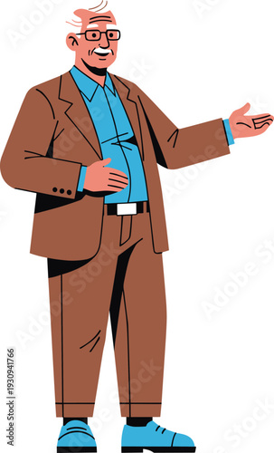 Senior Man Presentation Gesture Corporate Vector
