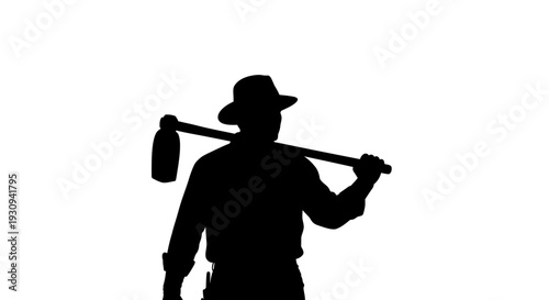 Farmer Silhouette with Hoe