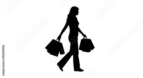 Silhouette of Woman Carrying Shopping Bags