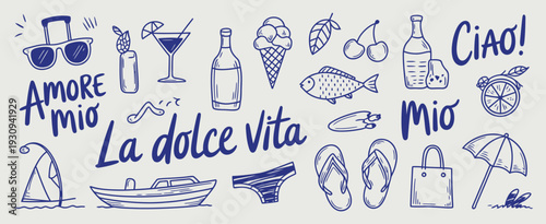 A collection of various icons representing different objects and actions isolated on white background, Vector, illustration