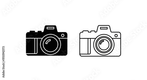 Two black and white camera icons on a white background Vector