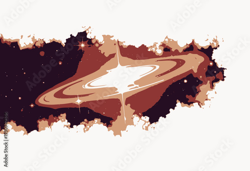 Vivid depiction of a radiant cosmic phenomenon with a luminous central star surrounded by a glowing ring and vibrant interstellar backdrop amidst clouds