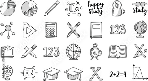 Education Icons Study Math Science Business Concepts
