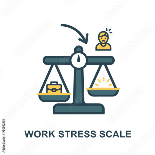 Conceptual illustration of work pressure and mental burden, depicting the heavy weight of professional stress on a symbolic scale causing distress and imbalance