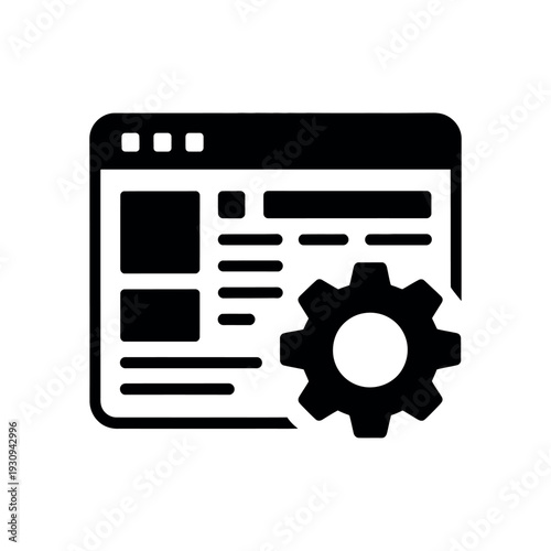 Web page interface with gear icon representing settings and customization