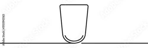 Simple inverted glass outline drawing resting on a flat surface, representing a minimalist design or abstract concept for beverage containers.