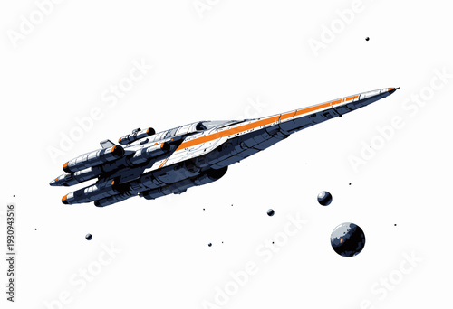 Futuristic starship cruising through deep space among distant planets and stars embodying advanced technology and interstellar travel exploration