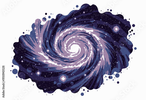 Colorful Spiral Galaxy with Twisting Nebulae and Bright Stars Amidst the Cosmic Vortex in the Depths of Space Showcasing a Celestial Phenomenon