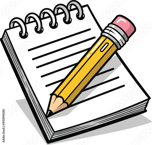 Notebook Pencil Writing Concept Commercial Illustration