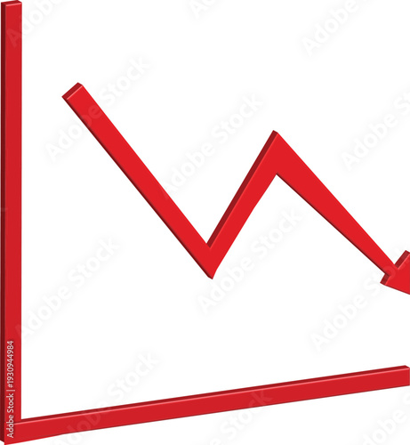 Dramatic economic downturn depicted in a red 3D candlestick chart visualization