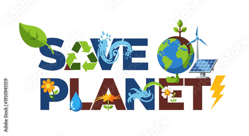 Save Planet Earth Eco Friendly Vector Illustration