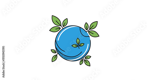Vector earth icon with leaves