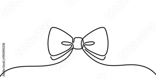 This elegant bow tie is rendered as a single continuous line drawing, symbolizing sophistication, celebration, and refined style.