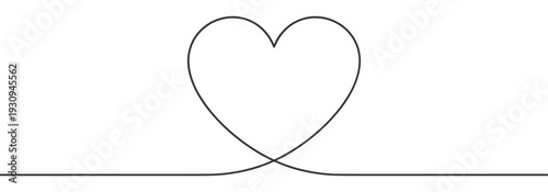Heart line drawing symbol of love and connection created with a single continuous stroke on a clean white canvas.