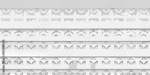 Detailed view of a white patterned architectural facade