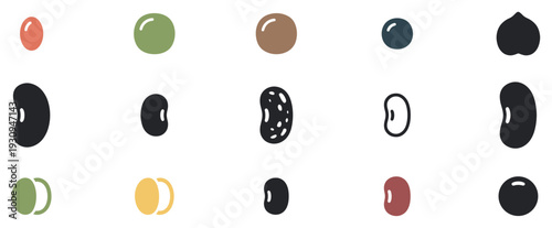 Various colorful legumes and beans arranged in a grid pattern showcasing diverse shapes and sizes for healthy eating concepts.