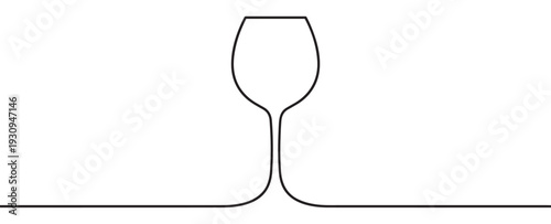 Elegant wine glass continuous line art drawing representing celebration, drinks, and sophisticated minimalist design.