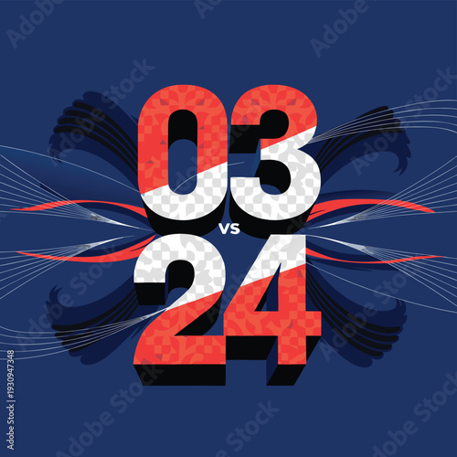 A graphic design with the numbers 03 and 24