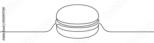 Continuous line drawing burger sandwich food concept with minimalist artistic style for modern design projects.