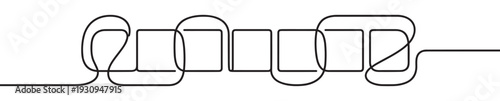 Stylized black line forms a series of connected rectangular shapes, representing a system, pathway, or an abstract data flow visualization.