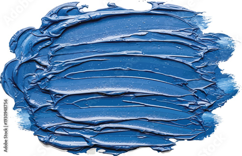 Vibrant blue cosmetic or paint texture swipe shows heavy impasto.
