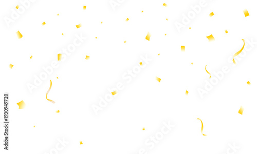 Vibrant yellow and green confetti pieces falling against a clean white background.