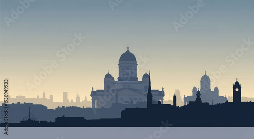 London city skyline with St Paul's Cathedral silhouette.
