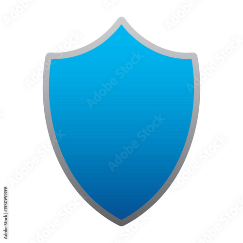 Blue Gradient Heraldic Shield Icon with Silver Border, Professional Security and Defense Symbol for Software and Data Protection, Modern Isolated Shape for Logo Design and Branding Identity.