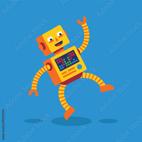 Happy Dancing Robot Character.